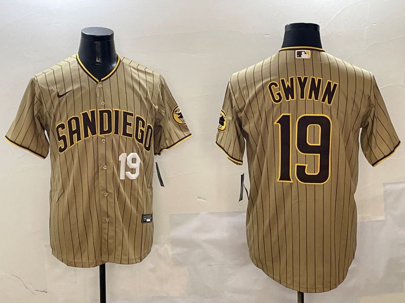 Men San Diego Padres 19 Gwynn Brown Stripe Game 2025 Nike MLB Jersey style 4